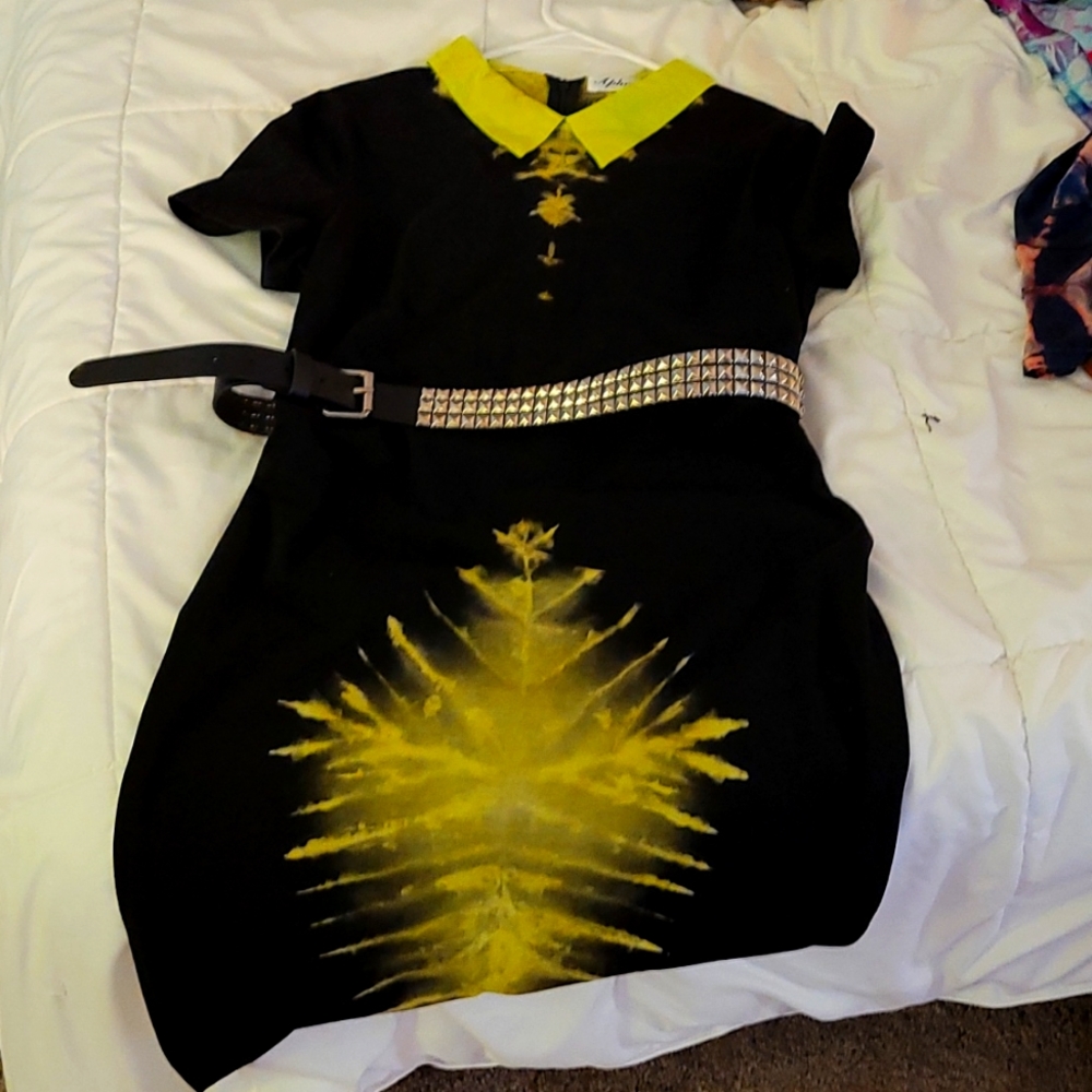 Tye dye Wednesday adams dress with collar